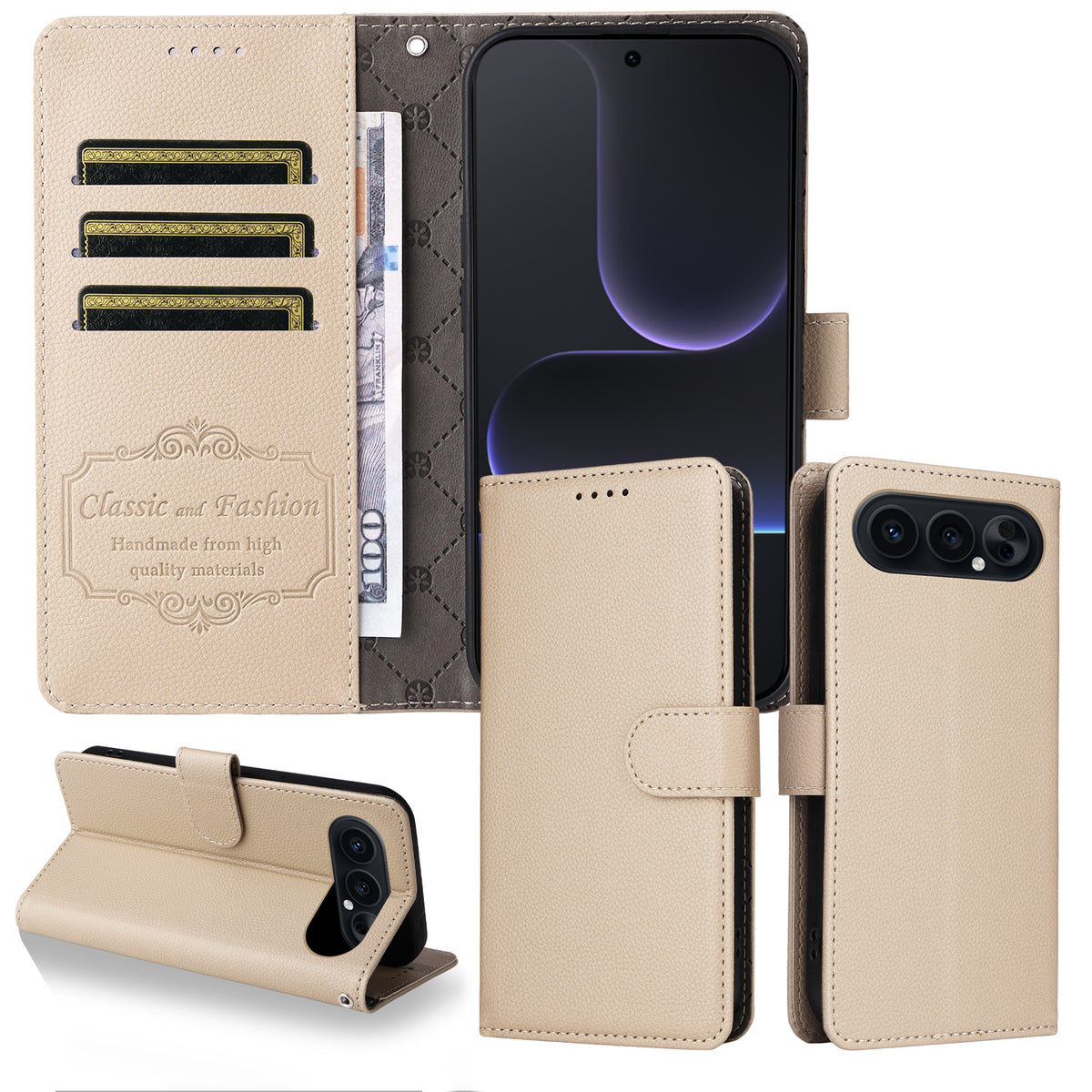 For Honor 500 Pro 5G / Honor 500 5G Case RFID Blocking 3 Card Slots PU Leather Phone Cover with Wrist Strap