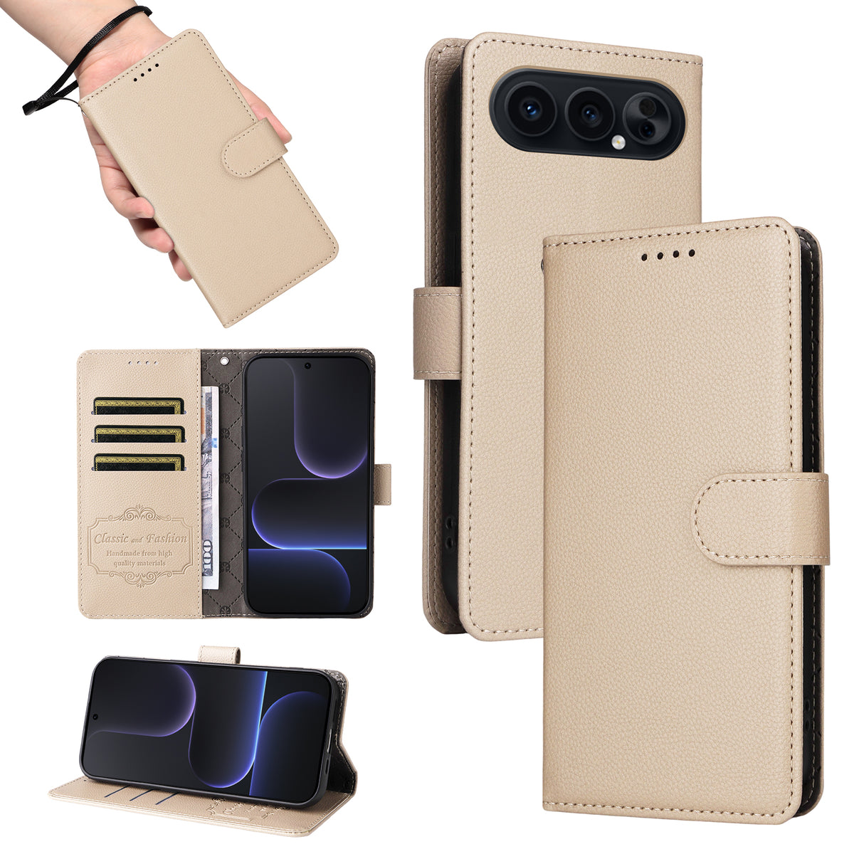 For Honor 500 Pro 5G / Honor 500 5G Case RFID Blocking 3 Card Slots PU Leather Phone Cover with Wrist Strap