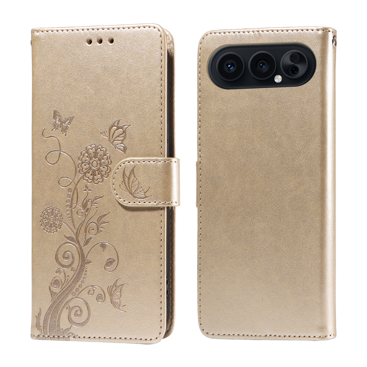 For Honor 500 Pro 5G / Honor 500 5G Leather Case Butterfly Floral Imprint Wallet Stand Cover