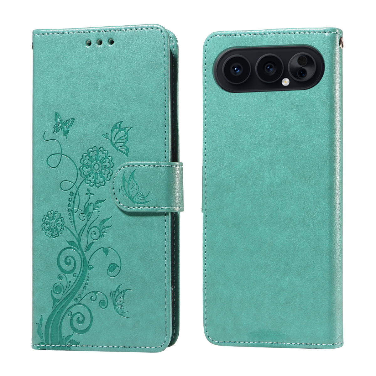 For Honor 500 Pro 5G / Honor 500 5G Leather Case Butterfly Floral Imprint Wallet Stand Cover