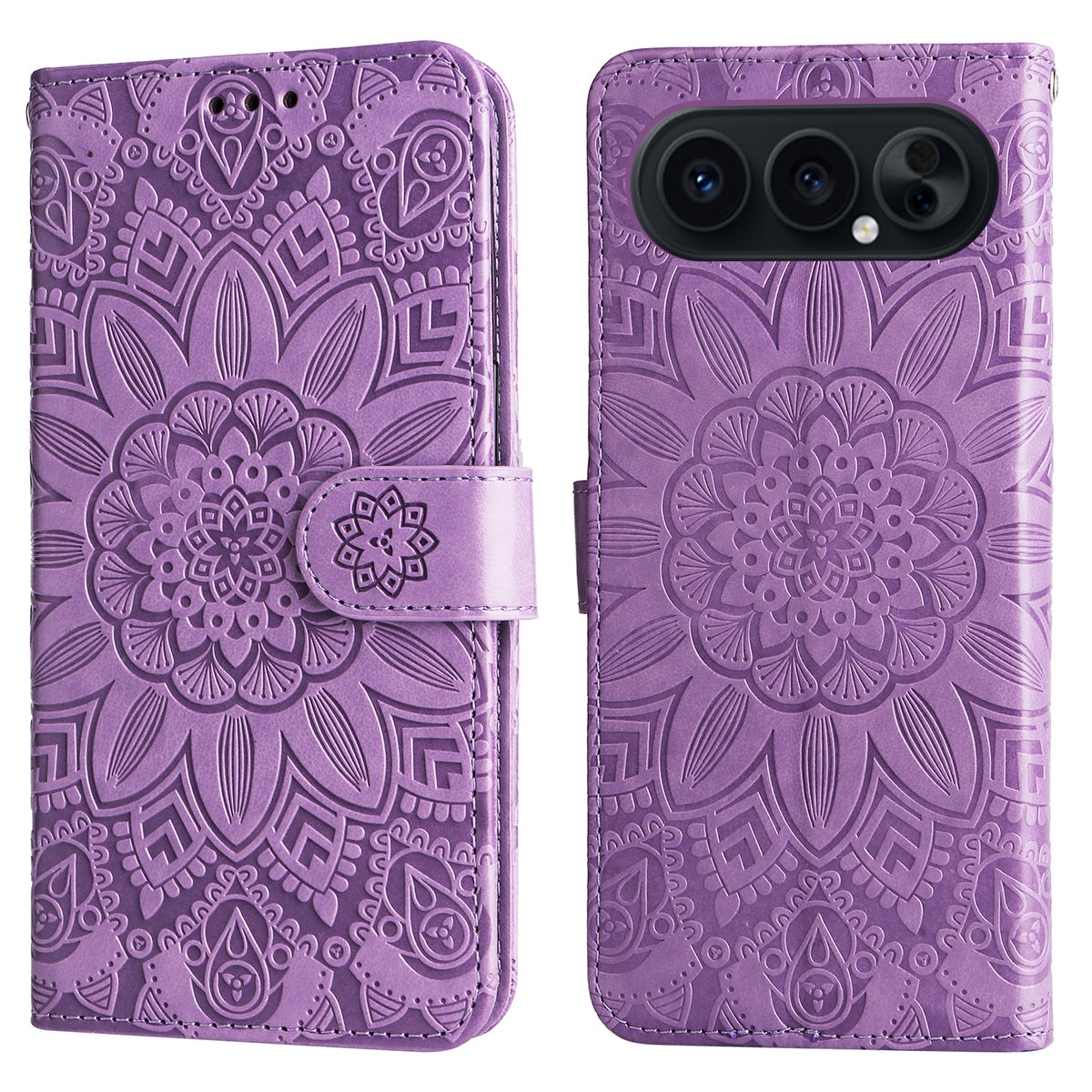 Honor 500 Pro 5G / Honor 500 5G Cover med solsikkeprint i læder, kortholder og pungfunktion