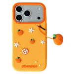 For iPhone 18 Pro / 17 Pro Silicone Case Cute Orange Shape Pendant Shockproof Phone Back Cover