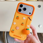 For iPhone 18 Pro / 17 Pro Silicone Case Cute Orange Shape Pendant Shockproof Phone Back Cover