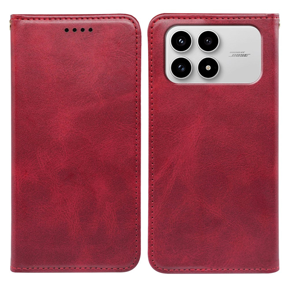 For Xiaomi Redmi K90 5G / Poco F8 Pro 5G Case Strong Magnetic PU Leather Phone Cover Calf Texture