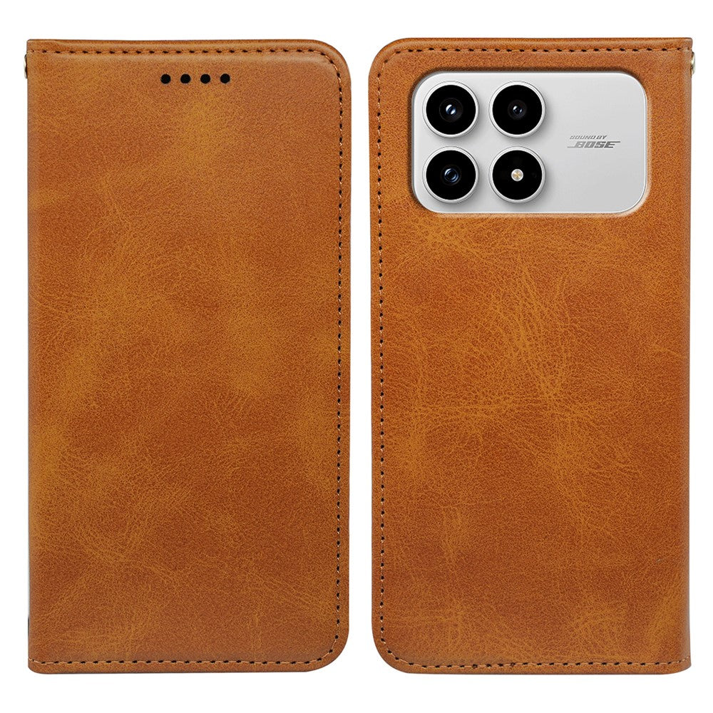 For Xiaomi Redmi K90 5G / Poco F8 Pro 5G Case Strong Magnetic PU Leather Phone Cover Calf Texture