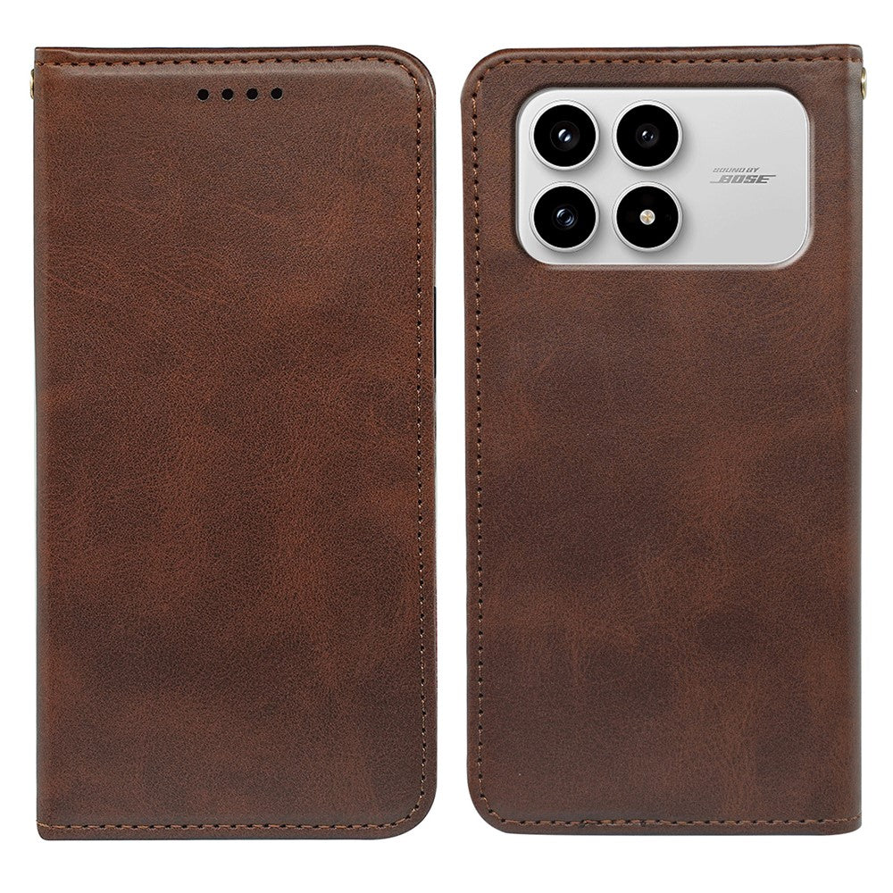 For Xiaomi Redmi K90 5G / Poco F8 Pro 5G Case Strong Magnetic PU Leather Phone Cover Calf Texture
