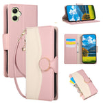 Til Samsung Galaxy A08 5G / A08 4G / A07 4G etui Lynlås Pung Farve Splejsning TPU PU Læder Flip Telefon Cover med Rem