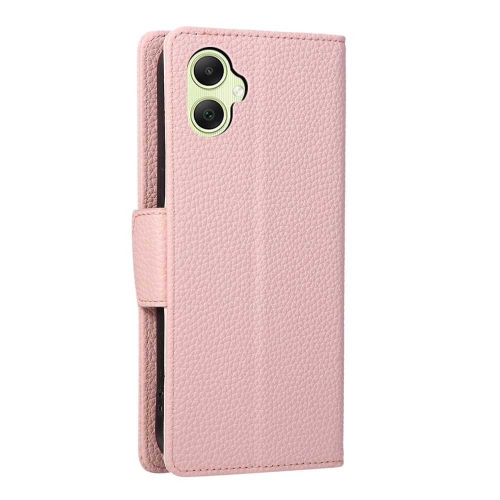 Til Samsung Galaxy A08 5G / A08 4G / A07 4G etui Lynlås Pung Farve Splejsning TPU PU Læder Flip Telefon Cover med Rem