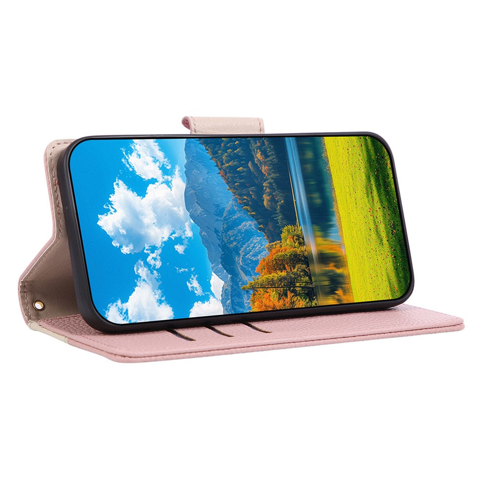 Til Samsung Galaxy A08 5G / A08 4G / A07 4G etui Lynlås Pung Farve Splejsning TPU PU Læder Flip Telefon Cover med Rem