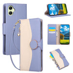 Til Samsung Galaxy A08 5G / A08 4G / A07 4G etui Lynlås Pung Farve Splejsning TPU PU Læder Flip Telefon Cover med Rem