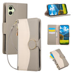 Til Samsung Galaxy A08 5G / A08 4G / A07 4G etui Lynlås Pung Farve Splejsning TPU PU Læder Flip Telefon Cover med Rem