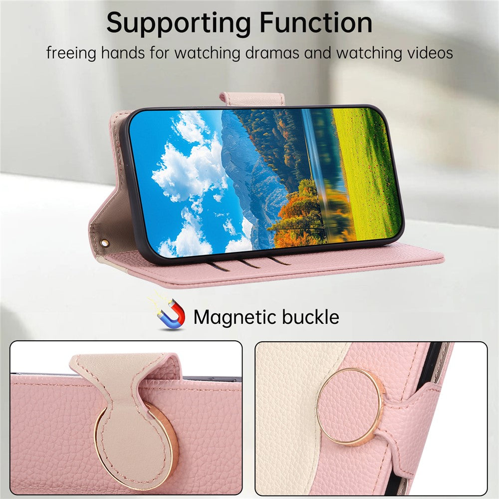 Til Samsung Galaxy A37 5G Etui Lynlås Pung Farve Splejsning TPU PU Læder Flip Telefon Cover med Rem