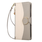For Samsung Galaxy A57 5G Case Zipper Wallet Color Splicing TPU PU Leather Flip Phone Cover with Strap