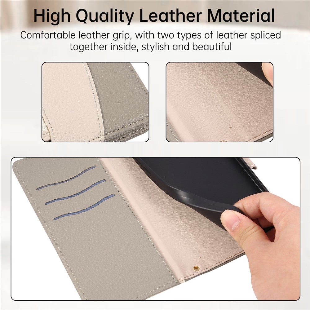 For Samsung Galaxy A57 5G Case Zipper Wallet Color Splicing TPU PU Leather Flip Phone Cover with Strap