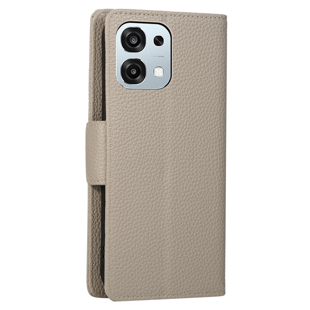 Til Oppo A6 Pro 5G Etui Lynlås Pung Farvesplejsning TPU PU Læder Flip Telefoncover med Rem