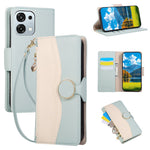 Til Oppo A6 Pro 5G Etui Lynlås Pung Farvesplejsning TPU PU Læder Flip Telefoncover med Rem
