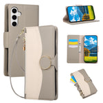 Samsung Galaxy S26-skal med dragkedja, plånbok, färgskarvning, TPU PU-läder, flipfodral med rem