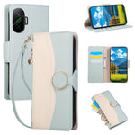 Phone Case For Xiaomi Redmi Turbo 4 Pro 5G  /  Poco F7 5G Zipper Wallet Color Splicing TPU PU Leather Flip Phone Cover with Strap