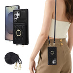 Samsung Galaxy S26 Ultra-cover med stativ, rombemønster, læder + TPU-mobilcover med skulderrem