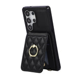 Samsung Galaxy S26 Ultra-cover med stativ, rombemønster, læder + TPU-mobilcover med skulderrem