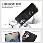 Samsung Galaxy S26 Ultra-cover med stativ, rombemønster, læder + TPU-mobilcover med skulderrem