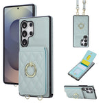 Samsung Galaxy S26 Ultra-cover med stativ, rombemønster, læder + TPU-mobilcover med skulderrem