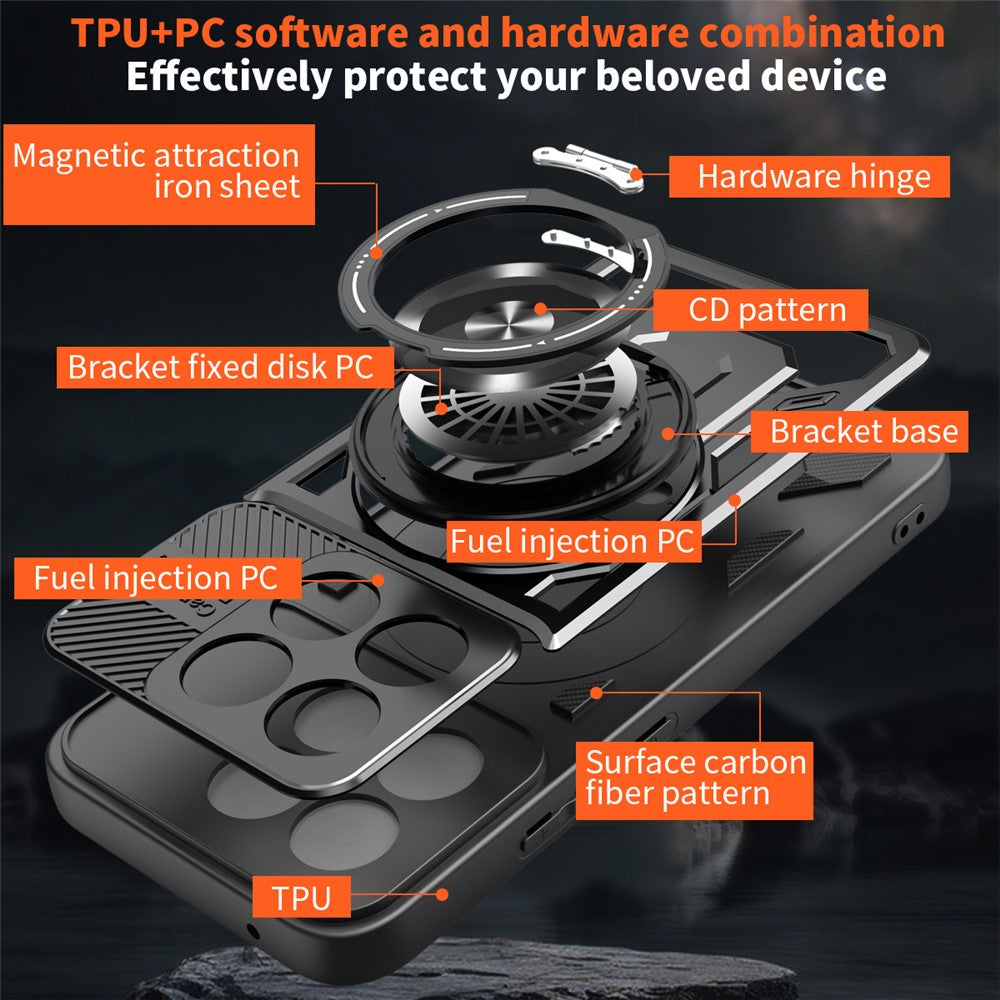 For Xiaomi 15T Magnetic Case Rotating Kickstand TPU + PC Phone Cover