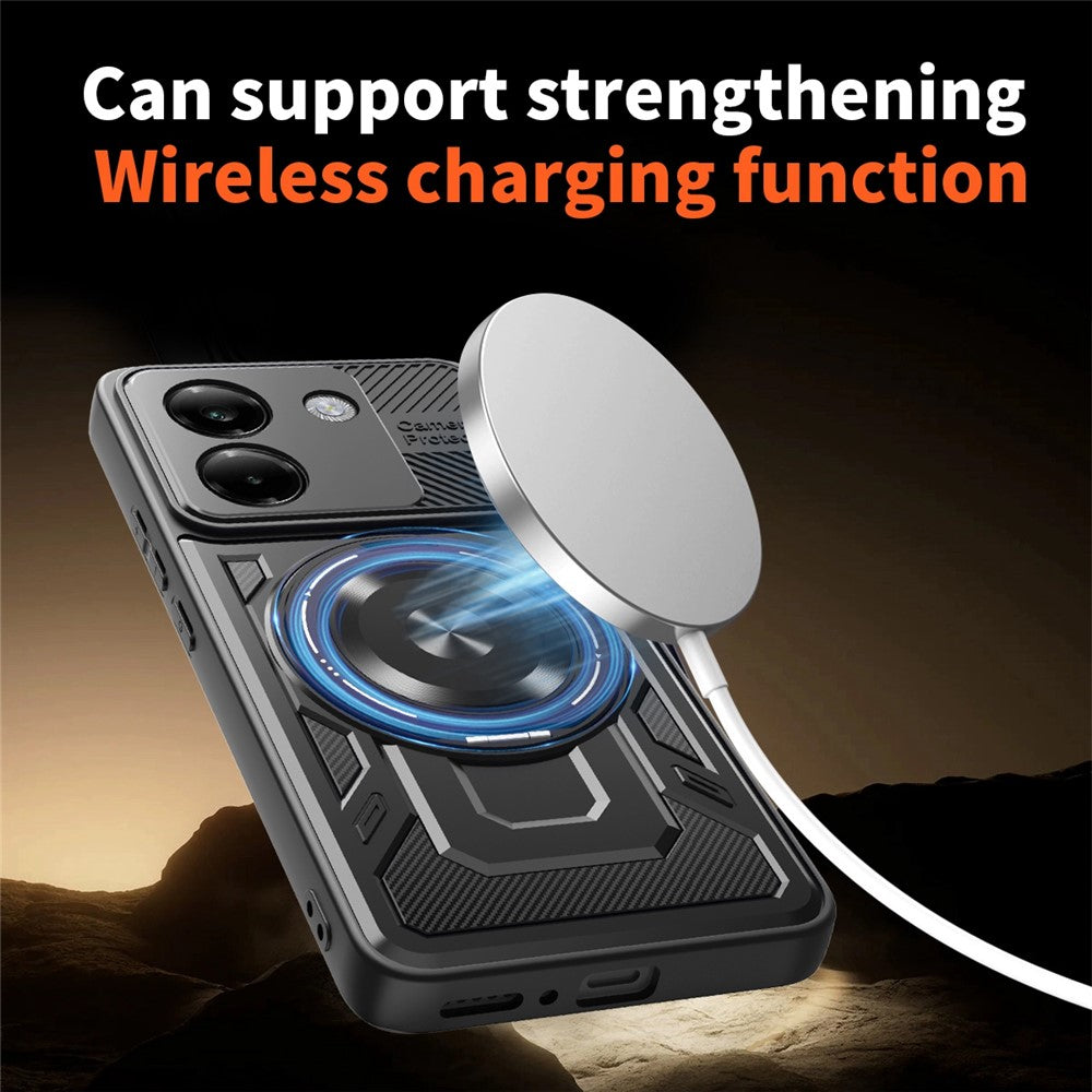 For Xiaomi Poco M7 Pro 5G Magnetic Case Rotating Kickstand TPU + PC Phone Cover