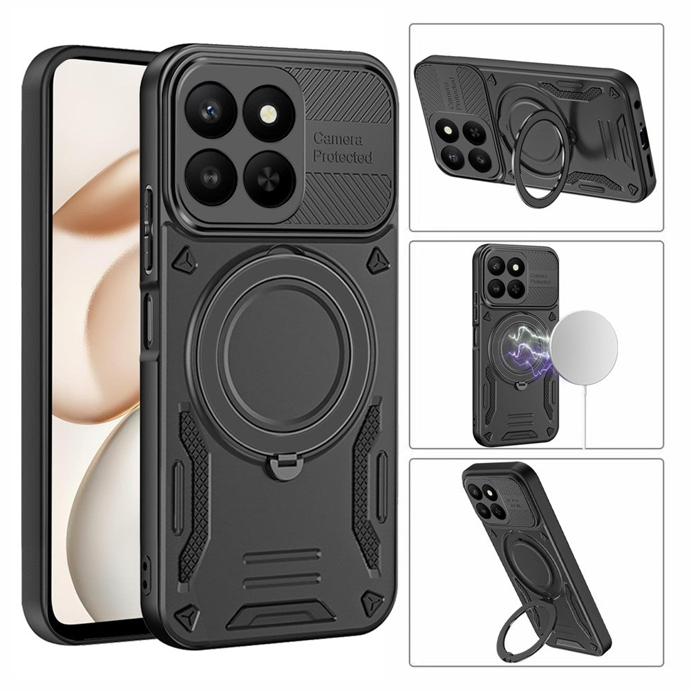 Magnetic Case For Honor 400 Smart 5G  /  400 Smart 4G  /  X7d 4G  /  X7d 5G Shockproof TPU + PC Phone Back Cover with Kickstand