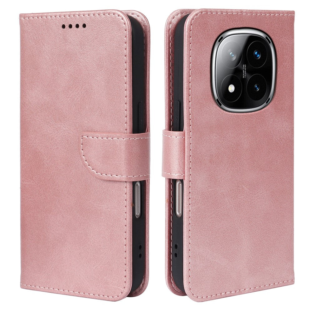 Phone Case For Xiaomi Redmi Note 14 Pro 5G  /  Poco X7 5G Wallet Stand Magnetic Clasp Closure Calf Texture Leather Phone Cover