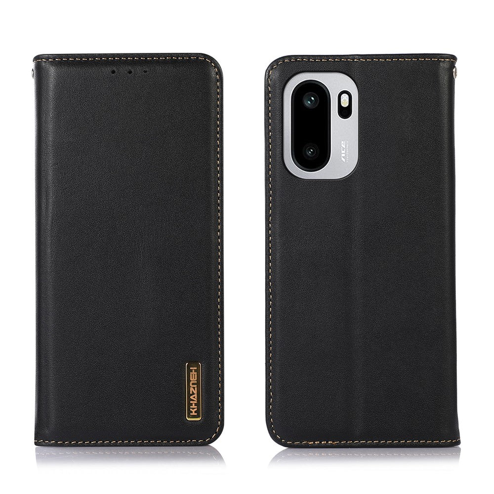 KHAZNEH For OnePlus 15R 5G / Ace 6T 5G / Ace 6 5G Case Wallet Genuine Cow Leather Phone Cover Nappa Texture