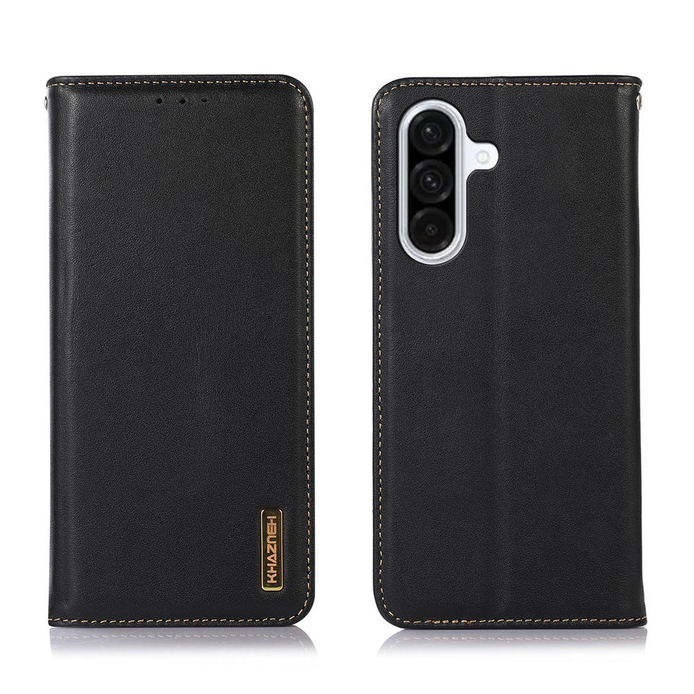 KHAZNEH For Samsung Galaxy A37 5G Case Wallet Genuine Cow Leather Phone Cover Nappa Texture