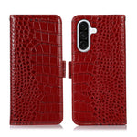 For Samsung Galaxy A37 5G Case RFID Blocking Wallet Crocodile Texture Genuine Cow Leather Phone Cover