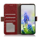 For Samsung Galaxy A57 5G Case RFID Blocking Wallet Crocodile Texture Genuine Cow Leather Phone Cover
