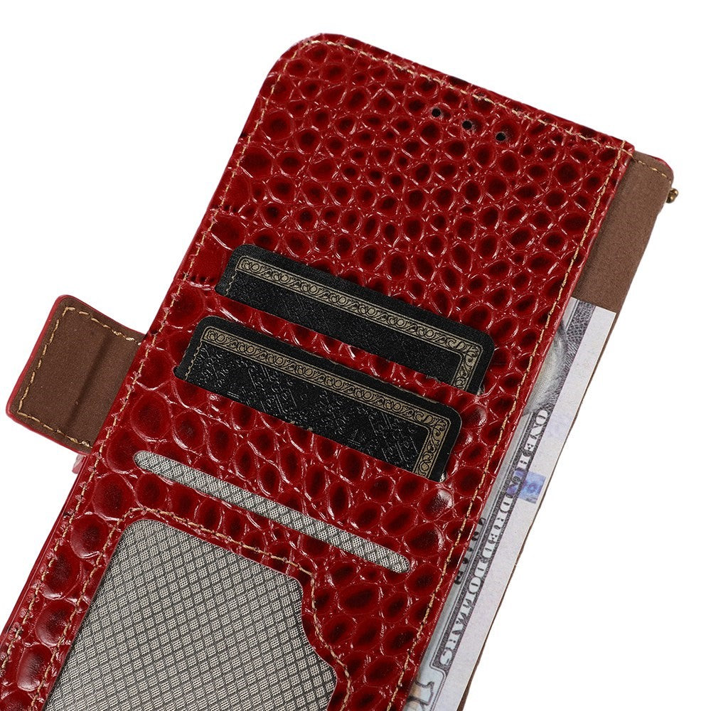 For Samsung Galaxy A57 5G Case RFID Blocking Wallet Crocodile Texture Genuine Cow Leather Phone Cover