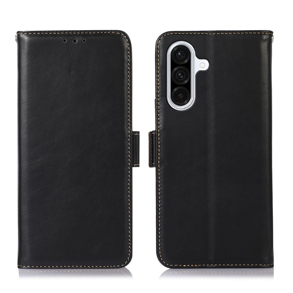 For Samsung Galaxy A57 5G Case RFID Blocking Genuine Cow Leather Wallet Phone Cover