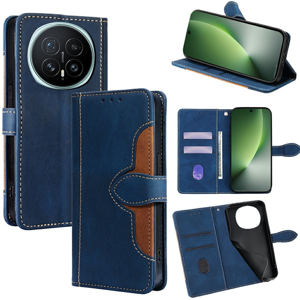 For Honor Magic8 5G Case Leather Wallet Phone Cover with Straw Hat Magnetic Clasp