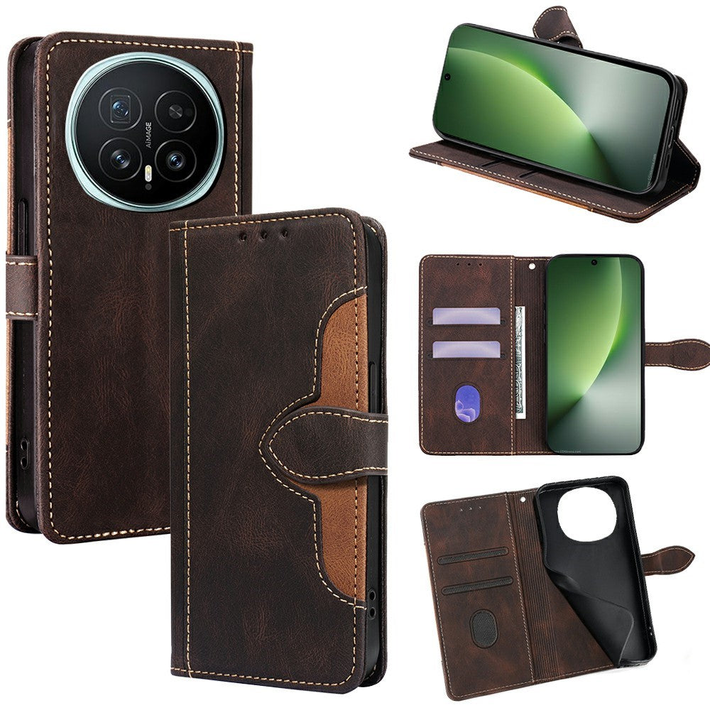 For Honor Magic8 5G Case Leather Wallet Phone Cover with Straw Hat Magnetic Clasp