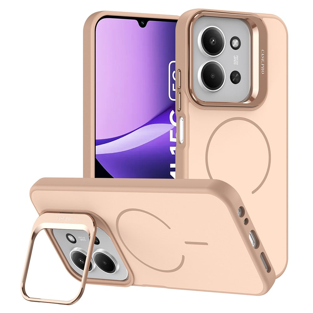 Phone Case For Xiaomi Redmi 15C 5G (EU) (173mm)  /  4G (EU) (173mm)  /  Poco C85 4G (173mm) Skin-touch PC + TPU Magnetic Cover with Lens Frame Kickstand