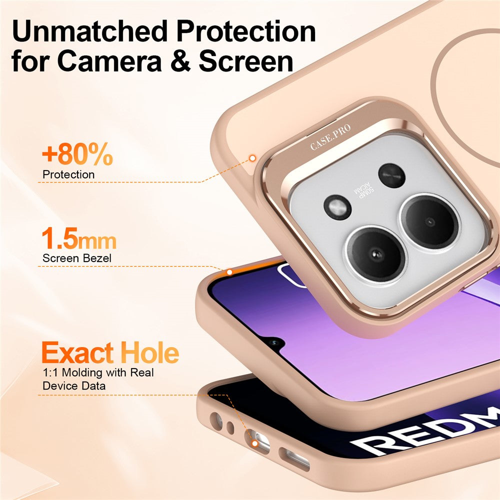 Phone Case For Xiaomi Redmi 15C 5G (EU) (173mm)  /  4G (EU) (173mm)  /  Poco C85 4G (173mm) Skin-touch PC + TPU Magnetic Cover with Lens Frame Kickstand