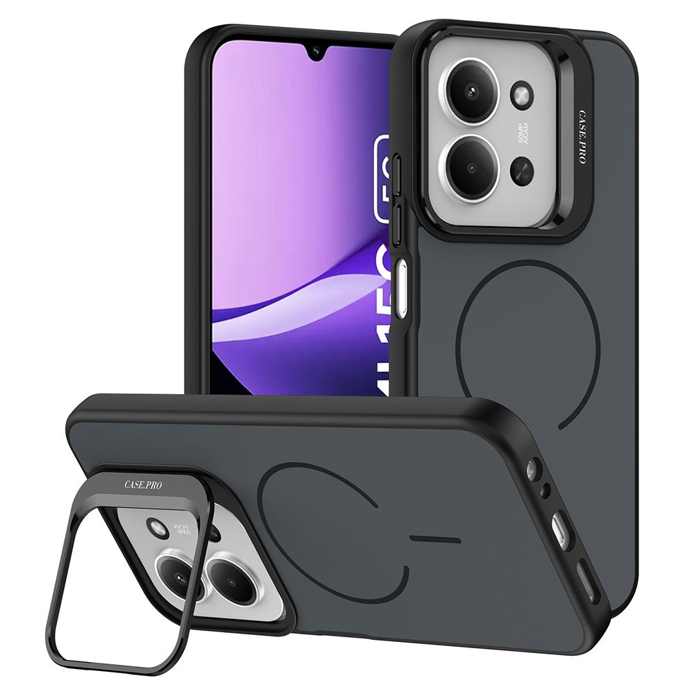 Phone Case For Xiaomi Redmi 15C 5G (EU) (173mm)  /  4G (EU) (173mm)  /  Poco C85 4G (173mm) Skin-touch PC + TPU Magnetic Cover with Lens Frame Kickstand