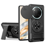 For Honor X60 Pro 5G  /  X9c 5G Magnetic Case Ring Holder Foldable Kickstand TPU PC Phone Cover with Camera Lens Slider