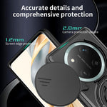 For Honor X60 Pro 5G  /  X9c 5G Magnetic Case Ring Holder Foldable Kickstand TPU PC Phone Cover with Camera Lens Slider