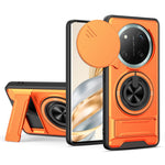 For Honor X60 Pro 5G  /  X9c 5G Magnetic Case Ring Holder Foldable Kickstand TPU PC Phone Cover with Camera Lens Slider