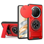 For Honor X60 Pro 5G  /  X9c 5G Magnetic Case Ring Holder Foldable Kickstand TPU PC Phone Cover with Camera Lens Slider