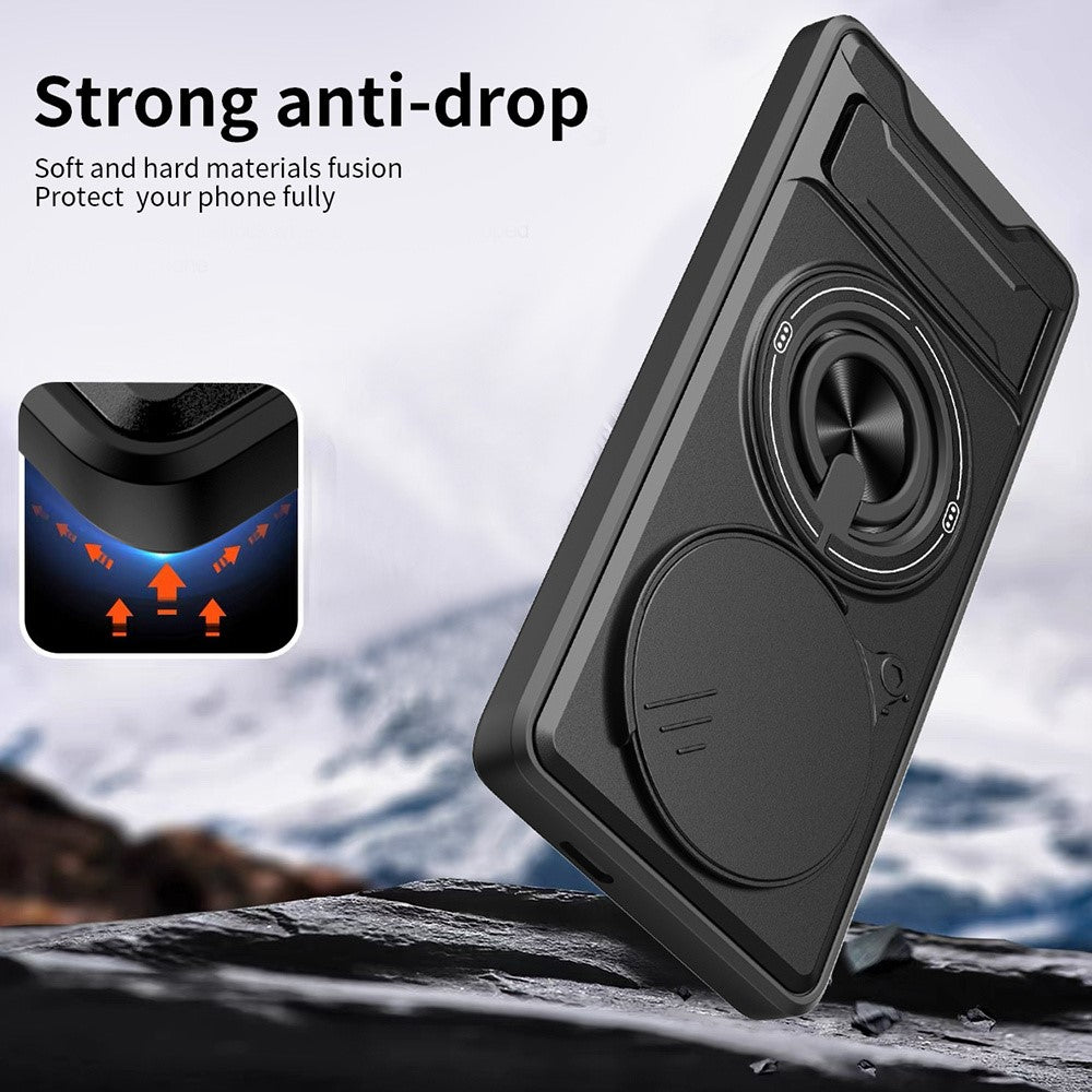 Magnetic Case for Honor X50 5G / X9b 5G / Magic6 Lite 5G Ring Holder Foldable Kickstand TPU PC Phone Cover with Camera Lens Slider