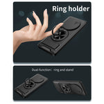 Magnetic Case for Honor X50 5G / X9b 5G / Magic6 Lite 5G Ring Holder Foldable Kickstand TPU PC Phone Cover with Camera Lens Slider