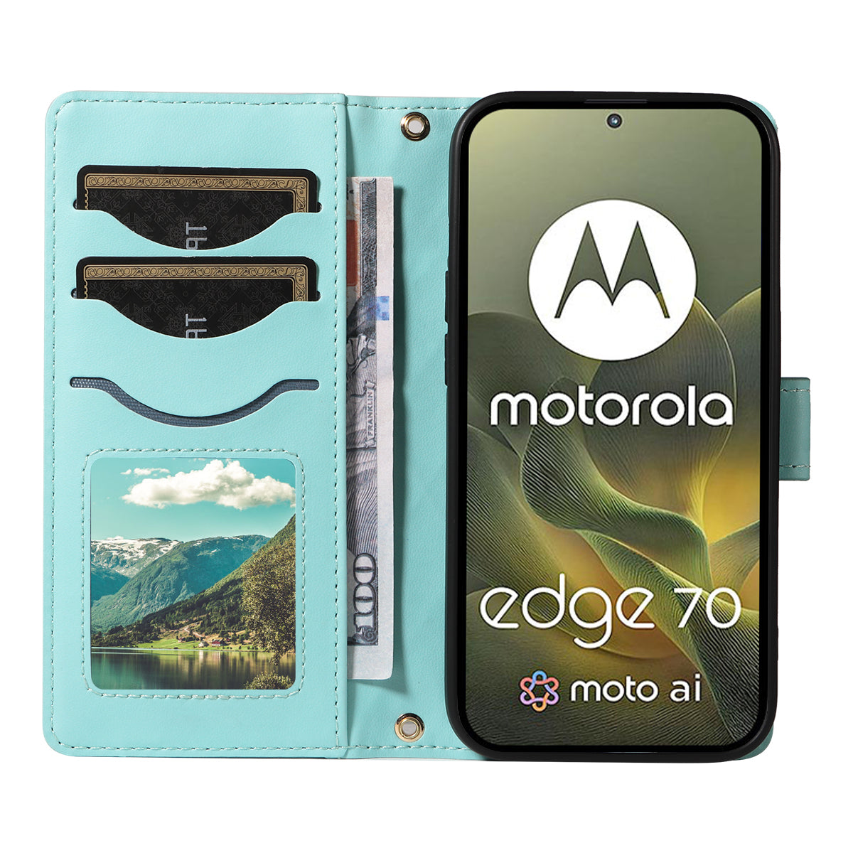For Motorola Edge 70 5G Wallet Case Rhombus Leather Phone Cover with Strap