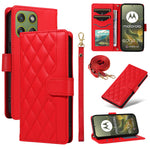 For Motorola Edge 70 5G Wallet Case Rhombus Leather Phone Cover with Strap