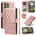 For Motorola Edge 70 5G Wallet Case Rhombus Leather Phone Cover with Strap
